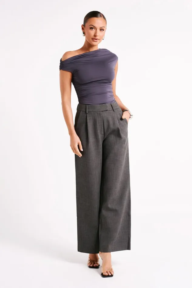 Meshki Sleeveless Tops Women Alayna Recycled Nylon Ruched Top 8211 Charcoal Charcoal