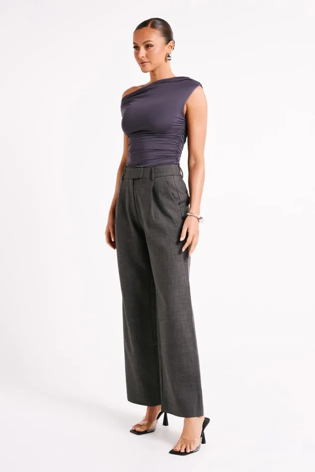 Meshki Sleeveless Tops Women Alayna Recycled Nylon Ruched Top 8211 Charcoal Charcoal