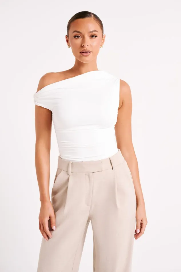 Meshki Sleeveless Tops Women Alayna Recycled Nylon Ruched Top 8211 White White Meshki Sleeveless Tops Women Alayna Recycled Nylon Ruched Top 8211 White White