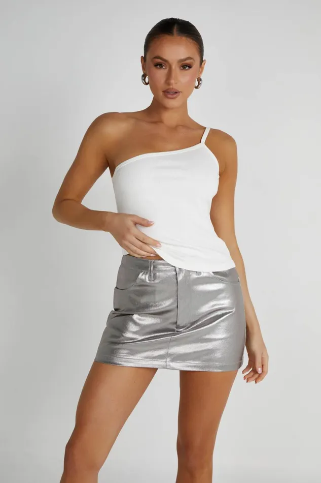 Meshki Sleeveless Tops Women Bethany One Shoulder Top 8211 White White
