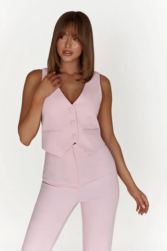 Meshki Sleeveless Tops Women Blair Crepe Waist Coat 8211 Blush Pink Blushpink