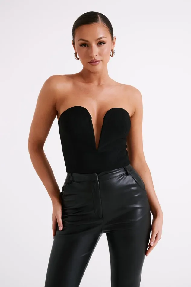 Meshki Sleeveless Tops Women Dahlia Strapless V Corset 8211 Black Black
