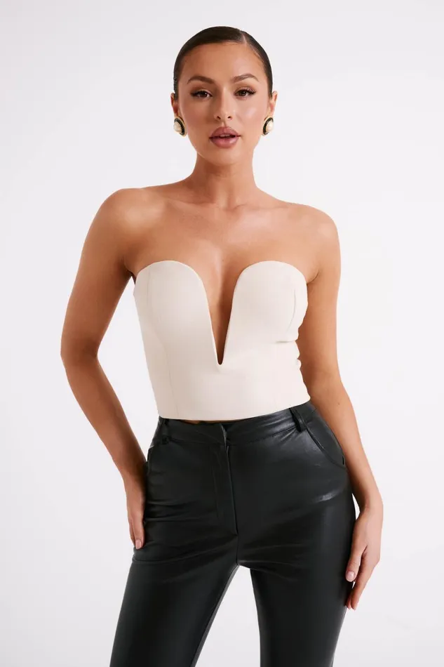 Meshki Sleeveless Tops Women Dahlia Strapless V Corset 8211 Cream Cream