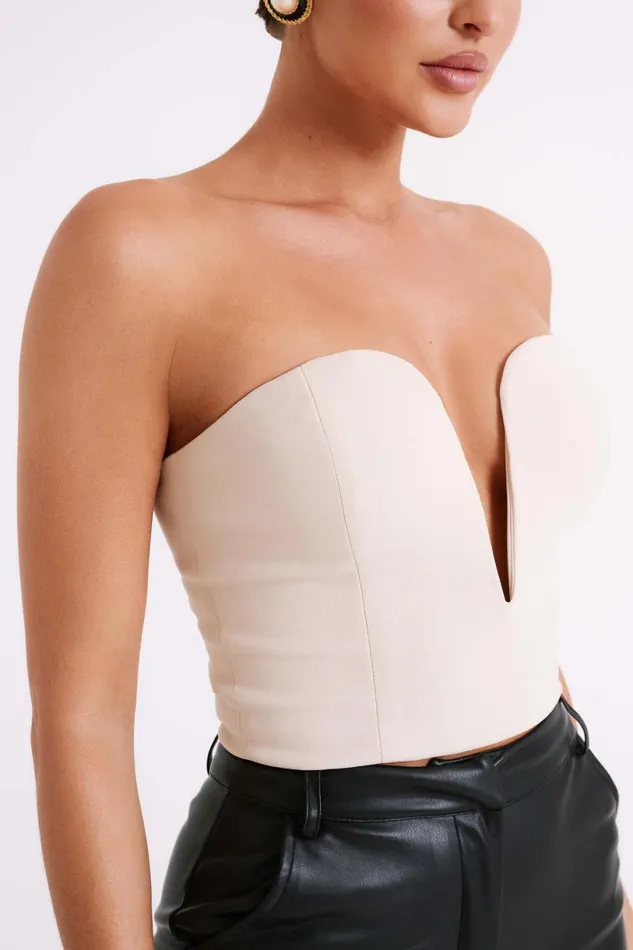 Meshki Sleeveless Tops Women Dahlia Strapless V Corset 8211 Cream Cream