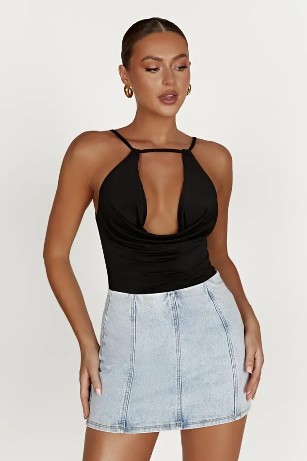 Meshki Sleeveless Tops Women Deanna Slinky Longline Top 8211 Black Black