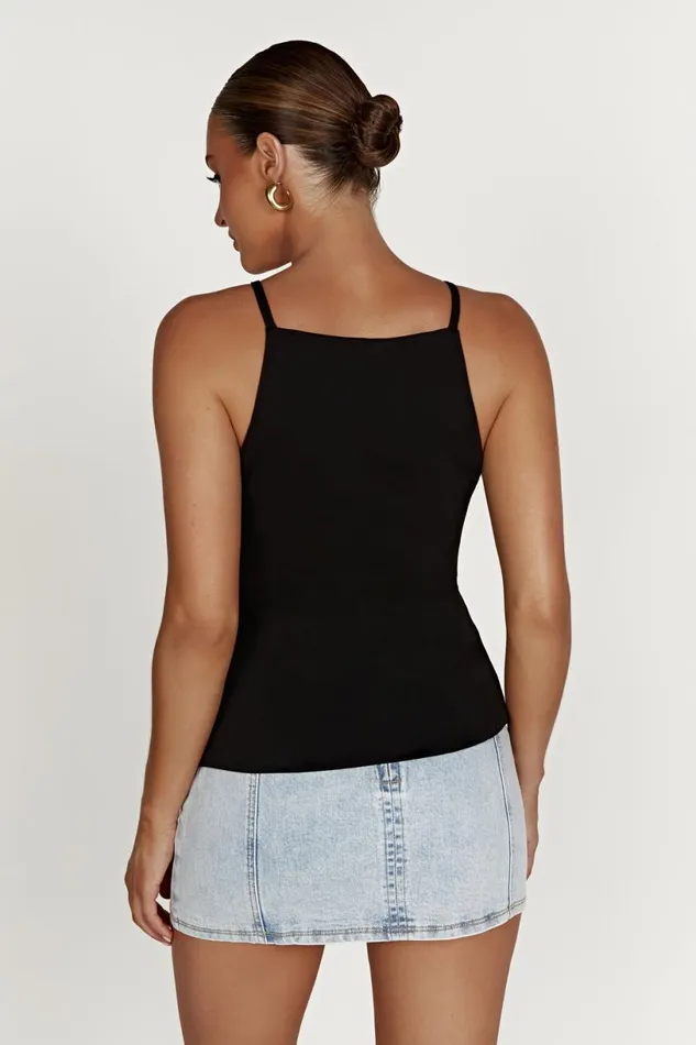 Meshki Sleeveless Tops Women Deanna Slinky Longline Top 8211 Black Black