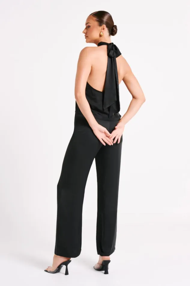 Meshki Sleeveless Tops Women Elisa Satin Halter Top 8211 Black Black