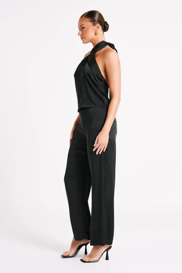 Meshki Sleeveless Tops Women Elisa Satin Halter Top 8211 Black Black