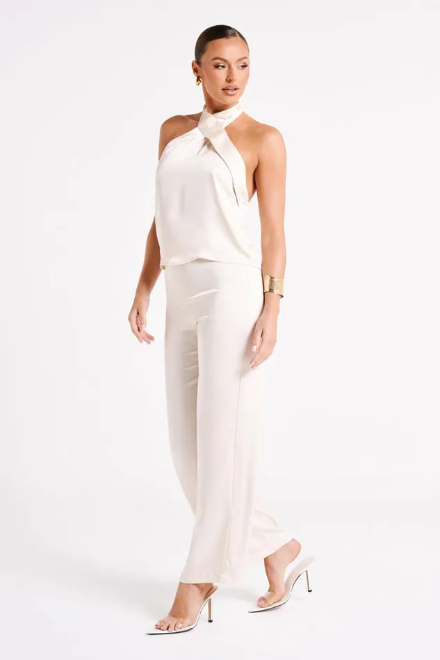 Meshki Sleeveless Tops Women Elisa Satin Halter Top 8211 Sand Sand