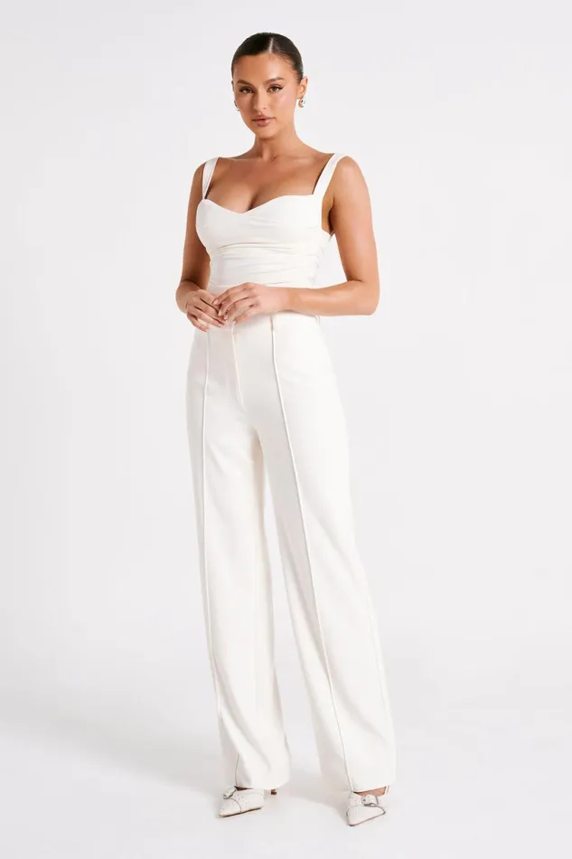 Meshki Sleeveless Tops Women Hailey Slinky Long Line Sweetheart Top 8211 Ivory Ivory