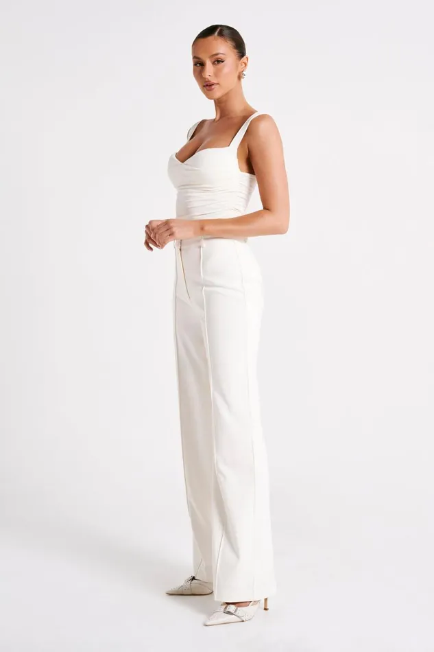 Meshki Sleeveless Tops Women Hailey Slinky Long Line Sweetheart Top 8211 Ivory Ivory