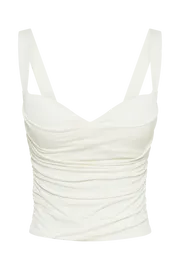 Meshki Sleeveless Tops Women Hailey Slinky Long Line Sweetheart Top 8211 Ivory Ivory