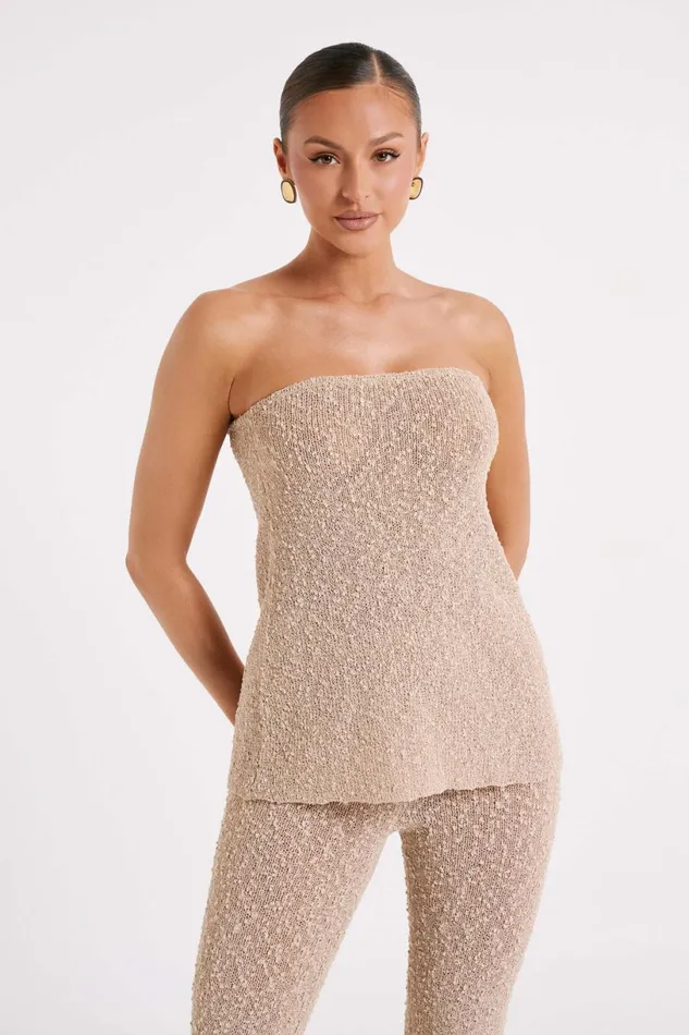 Meshki Sleeveless Tops Women Irma Strapless Boucle Top 8211 Wheat Wheat