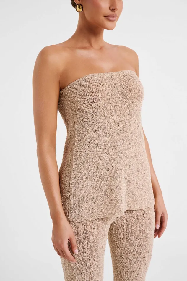 Meshki Sleeveless Tops Women Irma Strapless Boucle Top 8211 Wheat Wheat