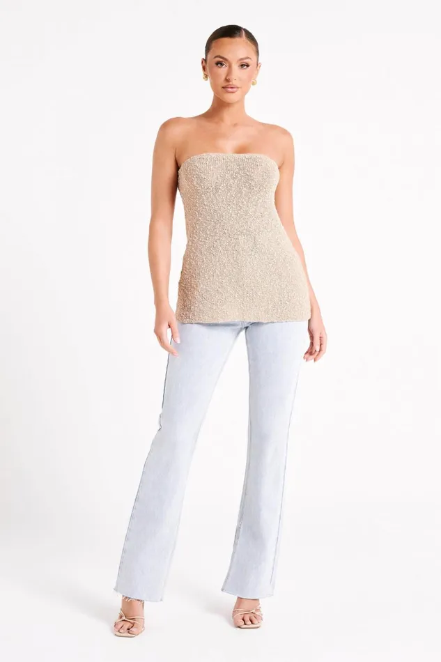 Meshki Sleeveless Tops Women Irma Strapless Boucle Top 8211 Wheat Wheat
