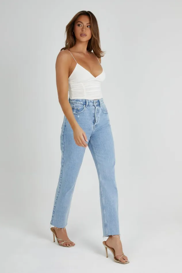 Meshki Sleeveless Tops Women Lillian Jersey Gathered Top 8211 White White