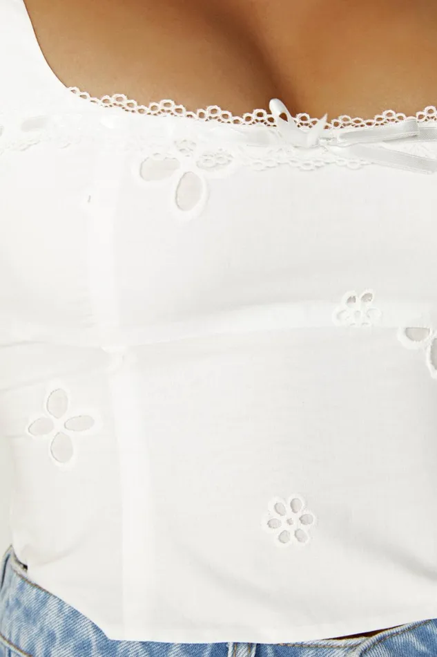 Meshki Sleeveless Tops Women Melanie Cotton Anglaise Top 8211 White White