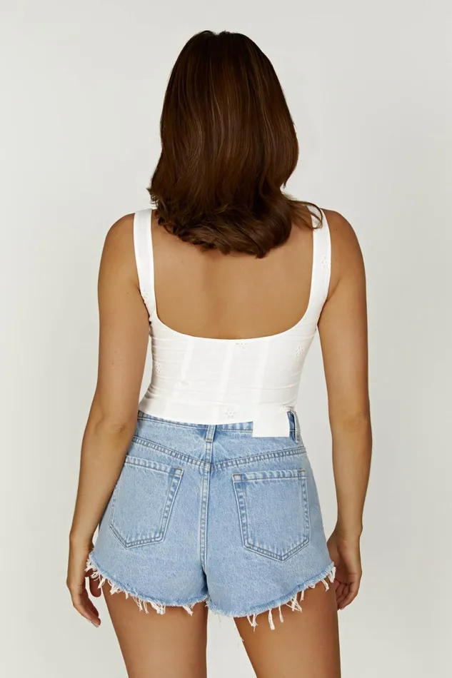 Meshki Sleeveless Tops Women Melanie Cotton Anglaise Top 8211 White White
