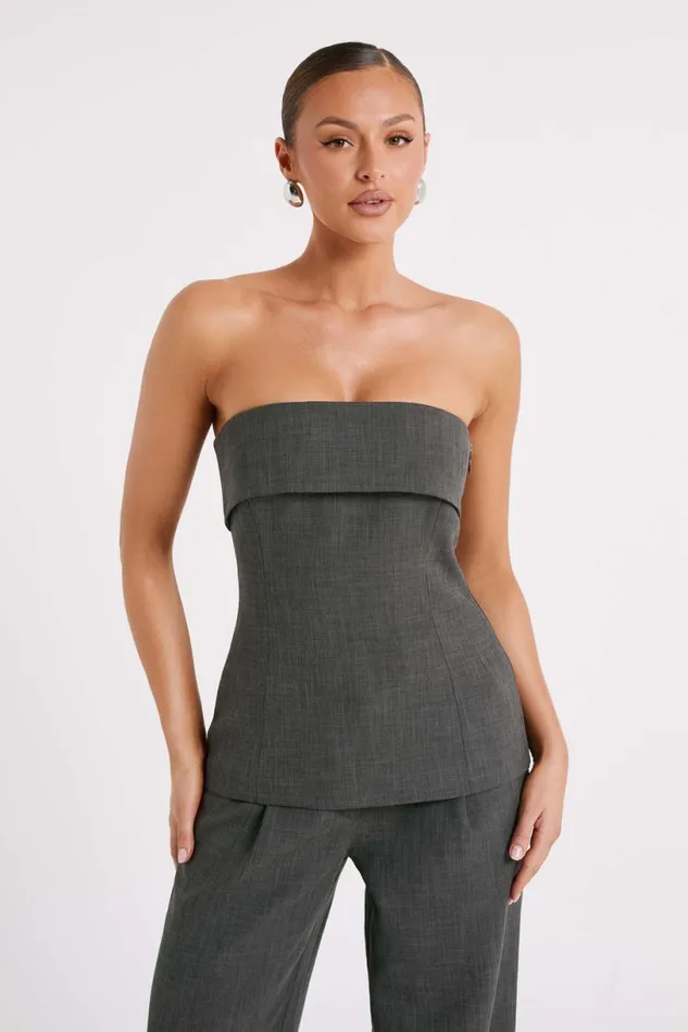 Meshki Sleeveless Tops Women Natalie Textured Strapless Top 8211 Charcoal Charcoal Meshki Sleeveless Tops Women Natalie Textured Strapless Top 8211 Charcoal Charcoal