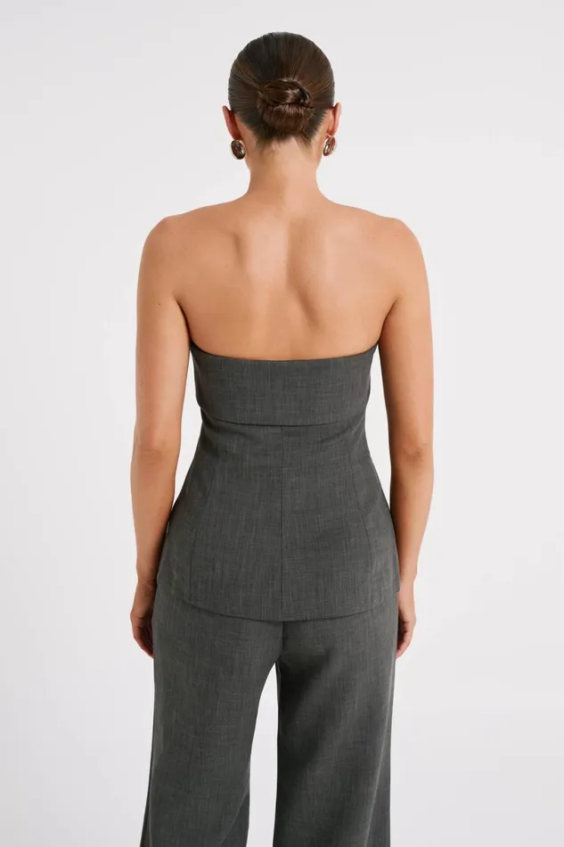 Meshki Sleeveless Tops Women Natalie Textured Strapless Top 8211 Charcoal Charcoal