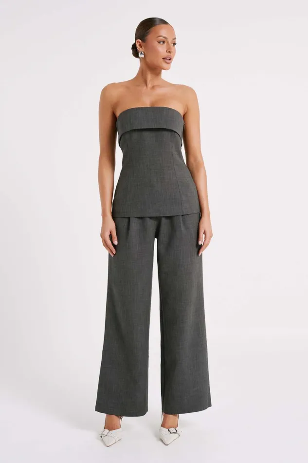 Meshki Sleeveless Tops Women Natalie Textured Strapless Top 8211 Charcoal Charcoal