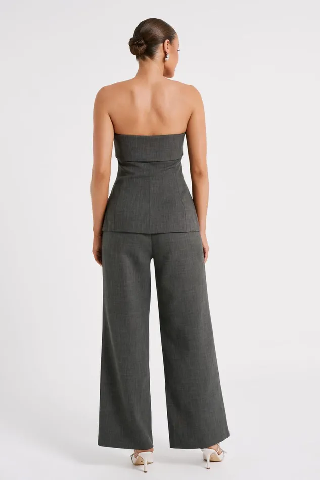 Meshki Sleeveless Tops Women Natalie Textured Strapless Top 8211 Charcoal Charcoal