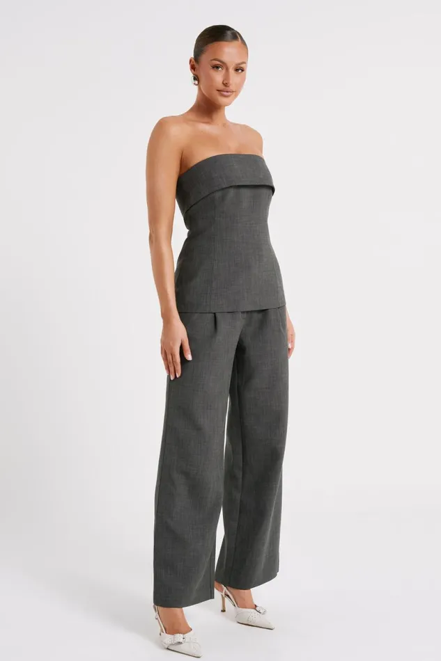 Meshki Sleeveless Tops Women Natalie Textured Strapless Top 8211 Charcoal Charcoal