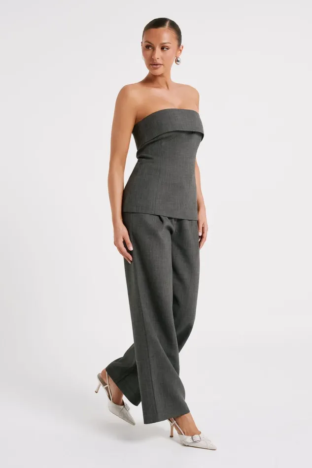 Meshki Sleeveless Tops Women Natalie Textured Strapless Top 8211 Charcoal Charcoal
