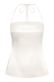 Meshki Sleeveless Tops Women Noemi Longline Satin Halter Neck Top 8211 Ivory Ivory