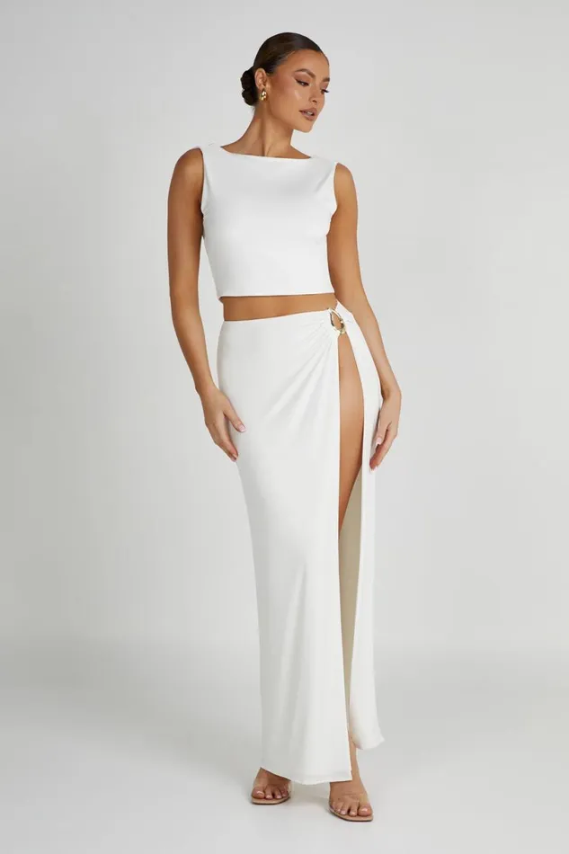 Meshki Sleeveless Tops Women Suri Slinky Cowl Back Top 8211 White White