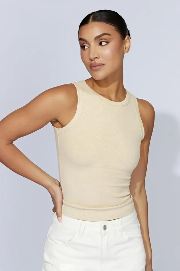 Meshki Sleeveless Tops Women Zanna Ribbed Tank Top 8211 Cream Cream