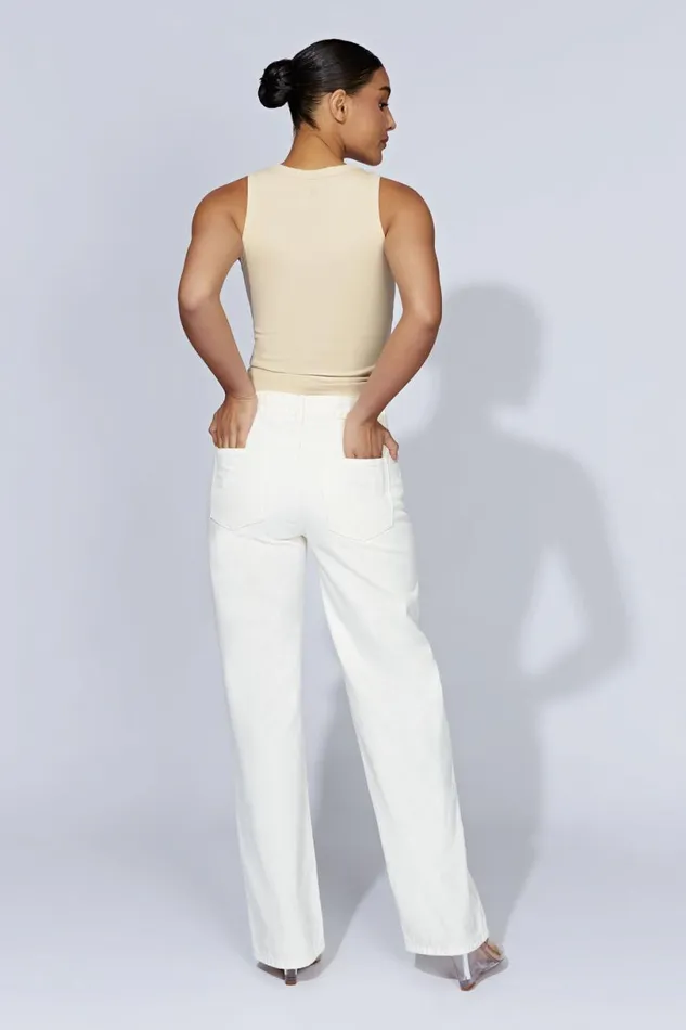 Meshki Sleeveless Tops Women Zanna Ribbed Tank Top 8211 Cream Cream