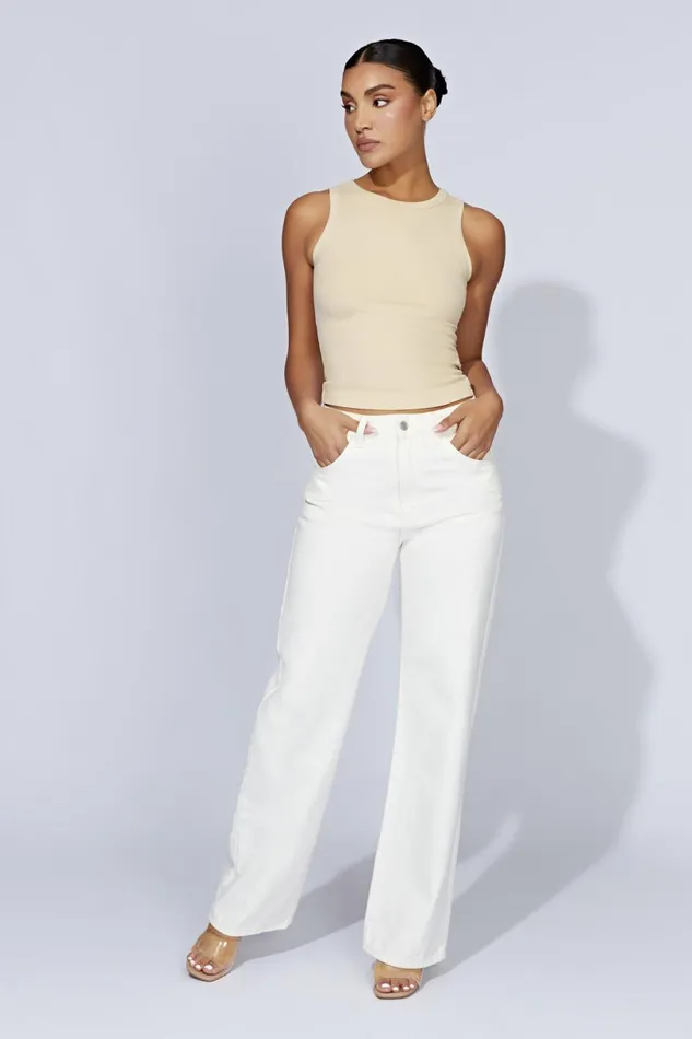 Meshki Sleeveless Tops Women Zanna Ribbed Tank Top 8211 Cream Cream