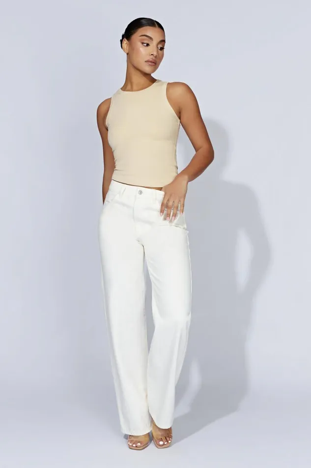 Meshki Sleeveless Tops Women Zanna Ribbed Tank Top 8211 Cream Cream