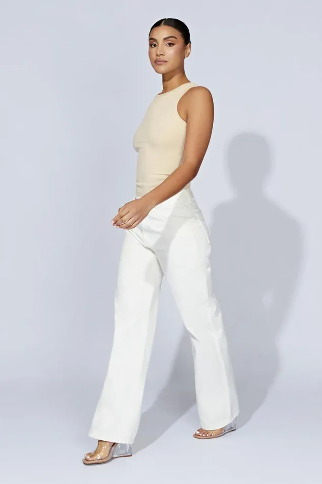Meshki Sleeveless Tops Women Zanna Ribbed Tank Top 8211 Cream Cream
