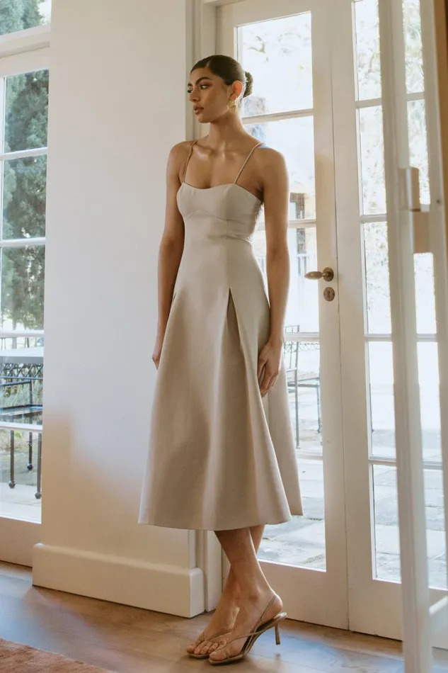 Meshki Summer Dresses Women Alaina Cotton ALine Midi Dress 8211 Natural Natural Meshki Summer Dresses Women Alaina Cotton ALine Midi Dress 8211 Natural Natural