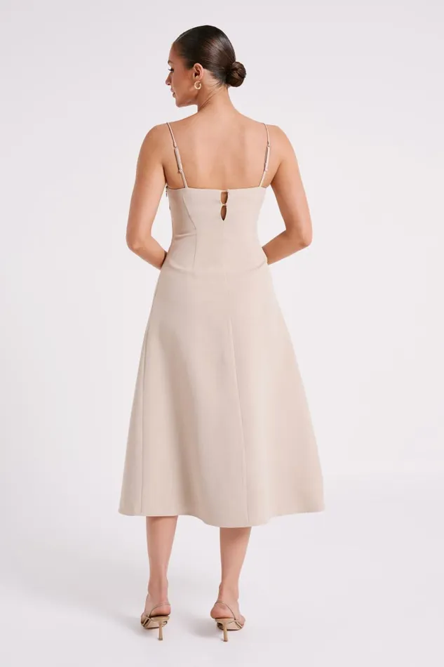 Meshki Summer Dresses Women Alaina Cotton ALine Midi Dress 8211 Natural Natural
