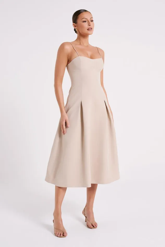 Meshki Summer Dresses Women Alaina Cotton ALine Midi Dress 8211 Natural Natural