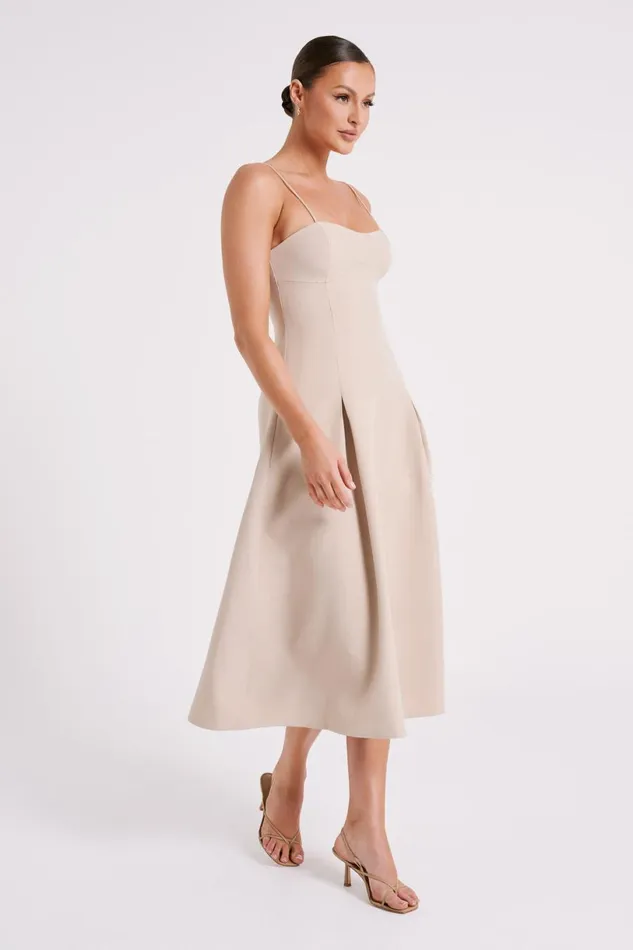 Meshki Summer Dresses Women Alaina Cotton ALine Midi Dress 8211 Natural Natural