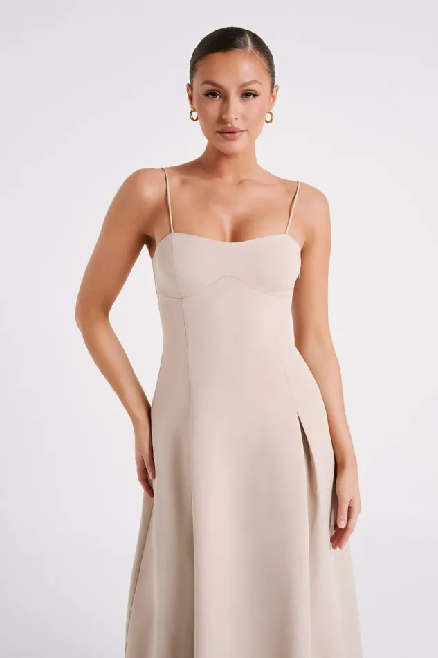 Meshki Summer Dresses Women Alaina Cotton ALine Midi Dress 8211 Natural Natural