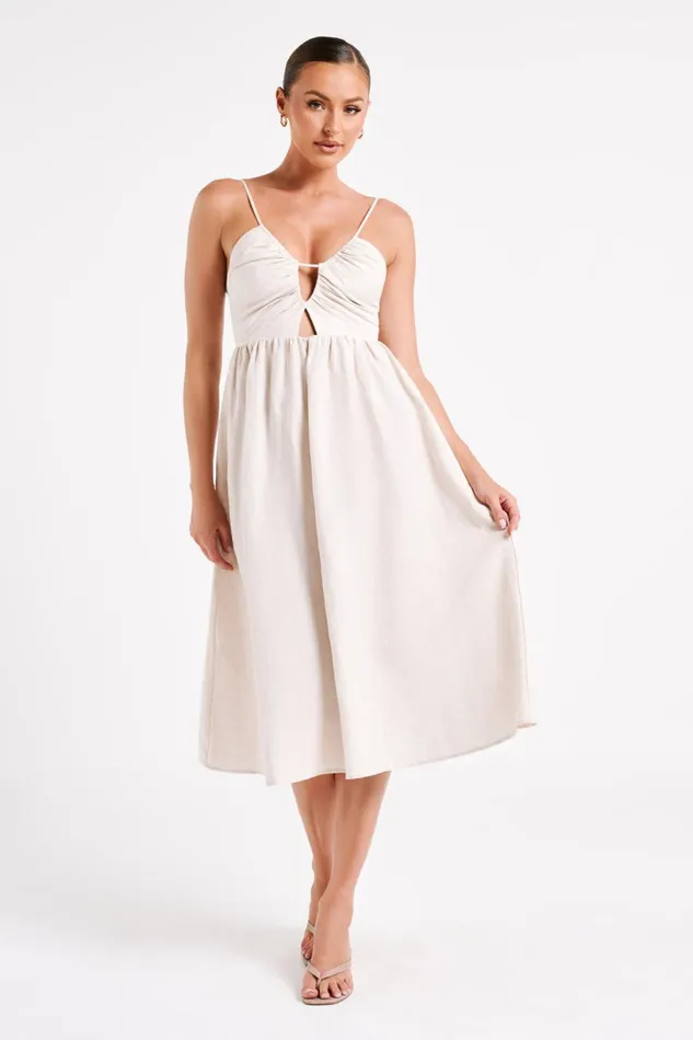 Meshki Summer Dresses Women Magdelena Cut Out Linen Midi Dress 8211 Natural Natural Meshki Summer Dresses Women Magdelena Cut Out Linen Midi Dress 8211 Natural Natural