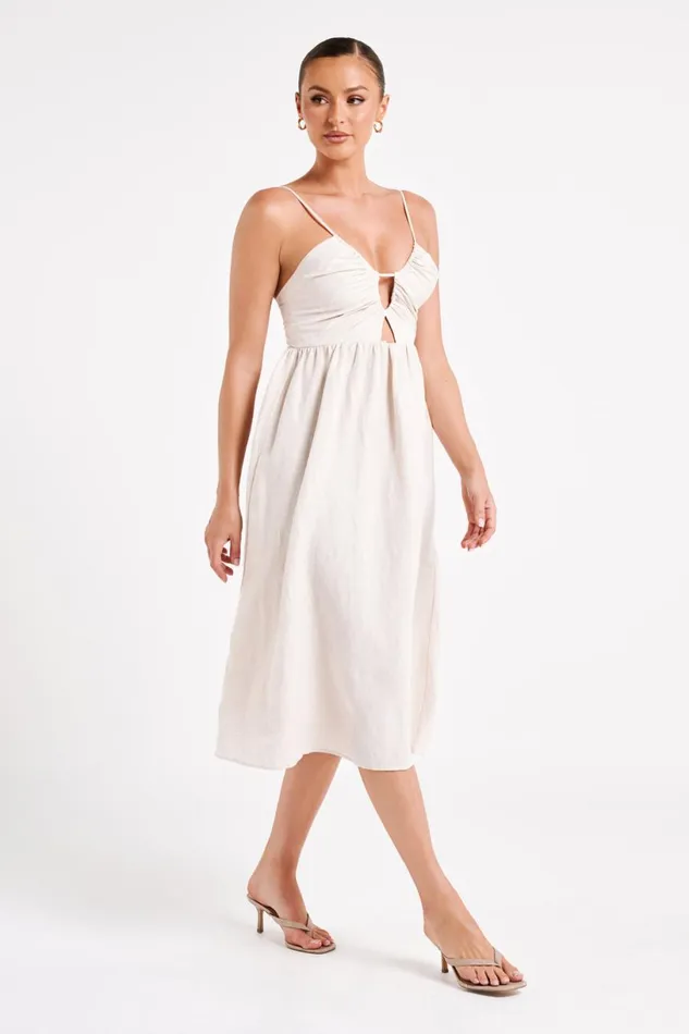 Meshki Summer Dresses Women Magdelena Cut Out Linen Midi Dress 8211 Natural Natural Meshki Summer Dresses Women Magdelena Cut Out Linen Midi Dress 8211 Natural Natural