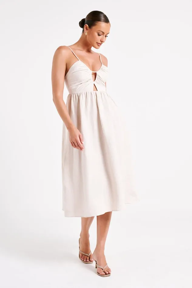 Meshki Summer Dresses Women Magdelena Cut Out Linen Midi Dress 8211 Natural Natural Meshki Summer Dresses Women Magdelena Cut Out Linen Midi Dress 8211 Natural Natural
