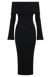 Meshki Summer Dresses Women Stefania Off Shoulder Knit Dress 8211 Black Black
