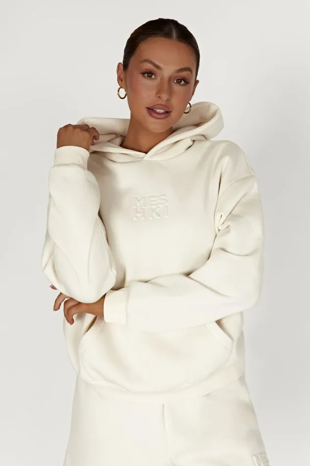 Meshki Sweaters and Hoodies Women Arden Embossed Fleeceback Hoodie 8211 Bone Bone Meshki Sweaters and Hoodies Women Arden Embossed Fleeceback Hoodie 8211 Bone Bone