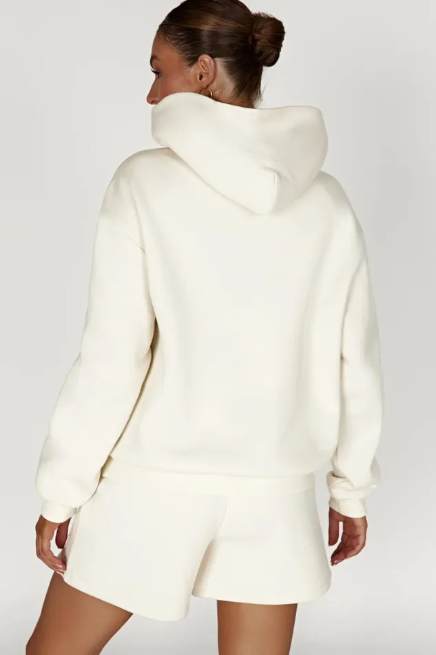 Meshki Sweaters and Hoodies Women Arden Embossed Fleeceback Hoodie 8211 Bone Bone