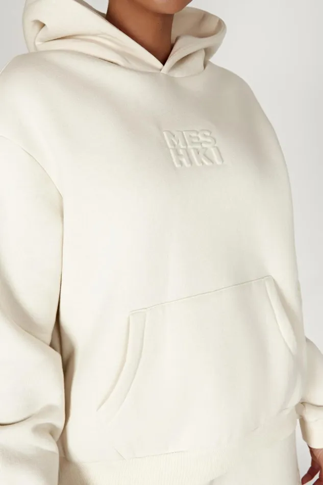 Meshki Sweaters and Hoodies Women Arden Embossed Fleeceback Hoodie 8211 Bone Bone