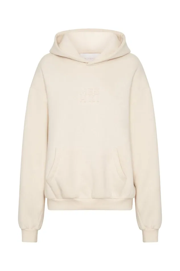 Meshki Sweaters and Hoodies Women Arden Embossed Fleeceback Hoodie 8211 Bone Bone
