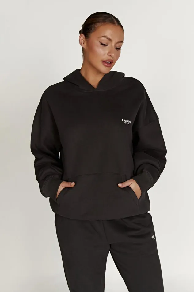 Meshki Sweaters and Hoodies Women Bernie Oversized Unisex Hoodie 8211 Dusk Black Duskblack