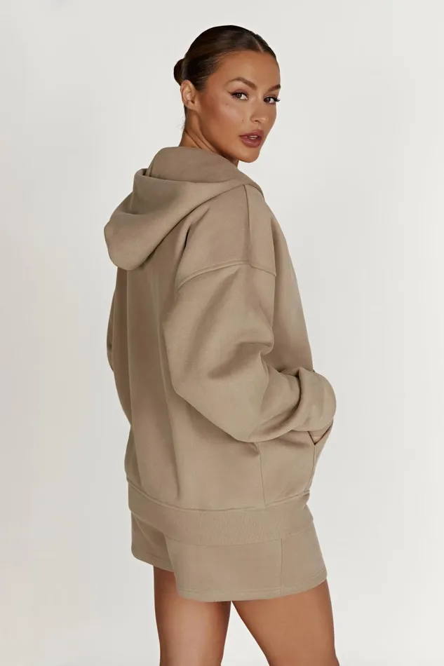 Meshki Sweaters and Hoodies Women Corrie Unisex Zip Through Hoodie 8211 Cement Cement